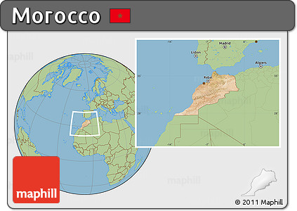 Satellite Location Map of Morocco, savanna style outside