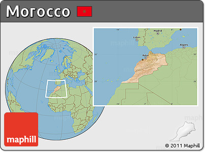 Satellite Location Map of Morocco, savanna style outside