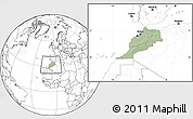 Savanna Style Location Map of Morocco, blank outside, hill shading inside