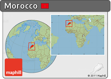 Savanna Style Location Map of Morocco, within the entire continent