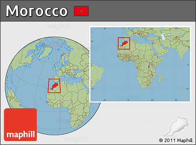 Savanna Style Location Map of Morocco, within the entire continent