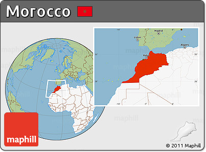 Savanna Style Location Map of Morocco, highlighted continent
