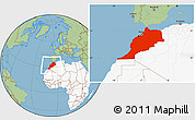 Savanna Style Location Map of Morocco, highlighted continent