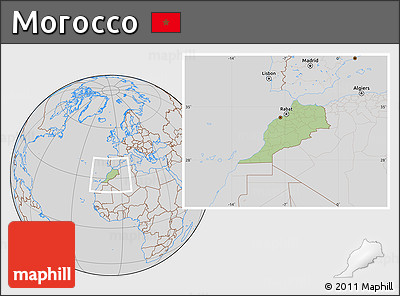 Savanna Style Location Map of Morocco, lighten, desaturated
