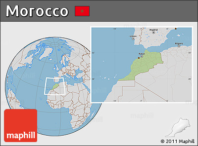 Savanna Style Location Map of Morocco, lighten, desaturated, land only