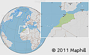 Savanna Style Location Map of Morocco, lighten, desaturated, land only