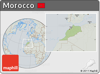 Savanna Style Location Map of Morocco, lighten, semi-desaturated