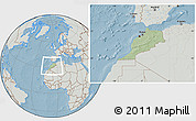 Savanna Style Location Map of Morocco, lighten, semi-desaturated, land only, hill shading