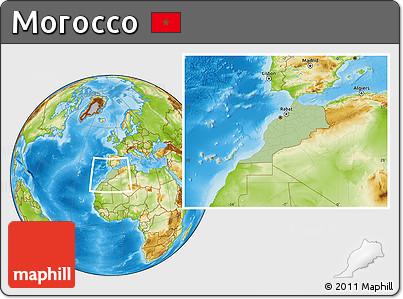 Savanna Style Location Map of Morocco, physical outside