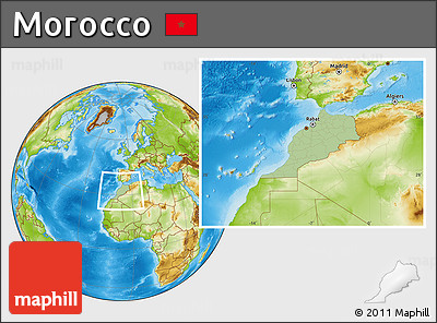 Savanna Style Location Map of Morocco, physical outside