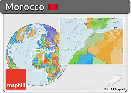 Savanna Style Location Map of Morocco, political outside