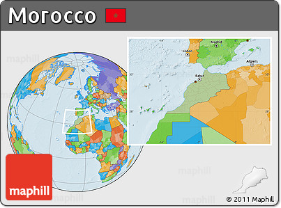 Savanna Style Location Map of Morocco, political outside