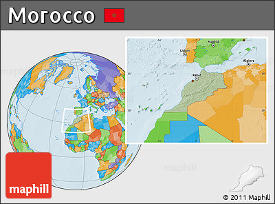 Savanna Style Location Map of Morocco, political outside, hill shading