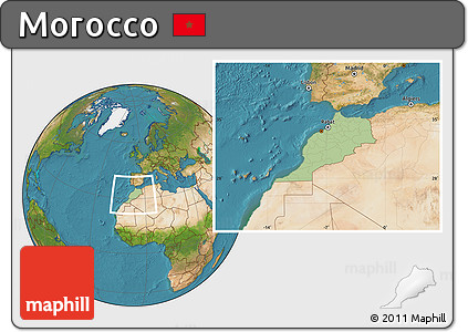 Savanna Style Location Map of Morocco, satellite outside