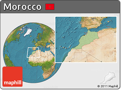 Savanna Style Location Map of Morocco, satellite outside