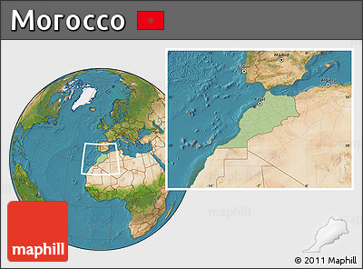 Savanna Style Location Map of Morocco, satellite outside
