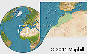 Savanna Style Location Map of Morocco, satellite outside