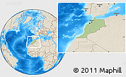 Savanna Style Location Map of Morocco, shaded relief outside