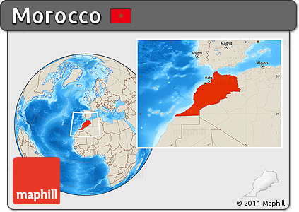Shaded Relief Location Map of Morocco