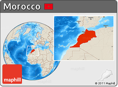 Shaded Relief Location Map of Morocco