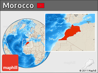 Shaded Relief Location Map of Morocco