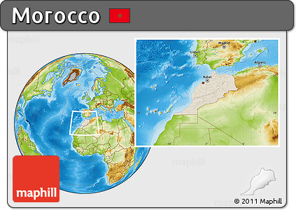 Shaded Relief Location Map of Morocco, physical outside