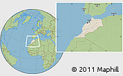 Shaded Relief Location Map of Morocco, savanna style outside