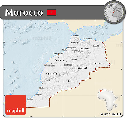 Classic Style Map of Morocco, single color outside