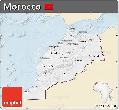 Classic Style Map of Morocco, single color outside