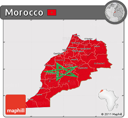 Flag Map of Morocco, flag rotated