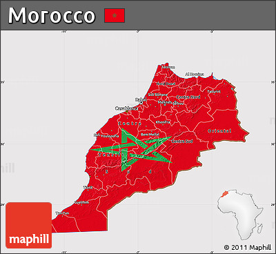 Flag Map of Morocco, flag rotated