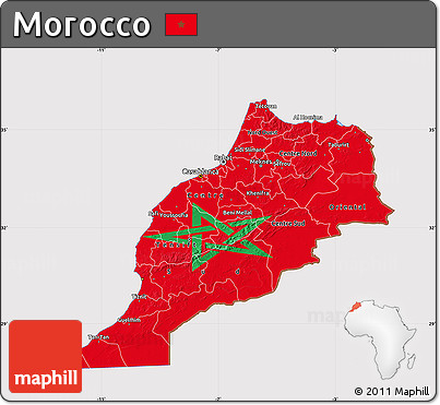 Flag Map of Morocco, flag rotated