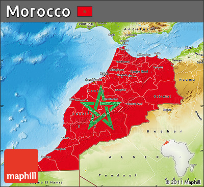 Flag Map of Morocco, physical outside