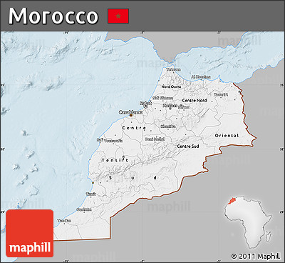 Gray Map of Morocco, single color outside