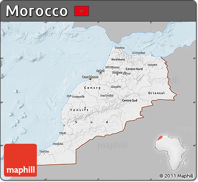 Gray Map of Morocco, single color outside