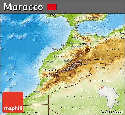 Physical Map of Morocco