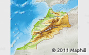 Physical Map of Morocco, lighten, semi-desaturated, land only