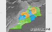 Political Map of Morocco, darken, desaturated