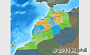 Political Map of Morocco, darken, semi-desaturated, land only