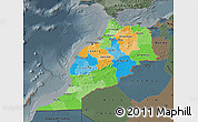 Political Map of Morocco, darken, semi-desaturated