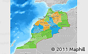 Political Map of Morocco, lighten, desaturated, land only