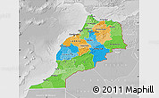 Political Map of Morocco, lighten, desaturated