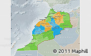 Political Map of Morocco, lighten, semi-desaturated