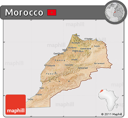 Satellite Map of Morocco, cropped outside
