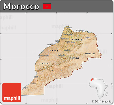 Satellite Map of Morocco, cropped outside