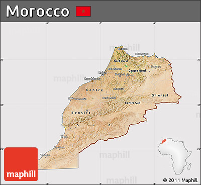 Satellite Map of Morocco, cropped outside