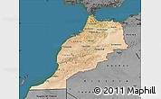 Satellite Map of Morocco, darken, desaturated, land only