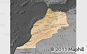 Satellite Map of Morocco, darken, desaturated