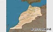 Satellite Map of Morocco, darken, land only