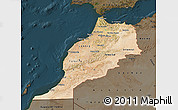 Satellite Map of Morocco, darken